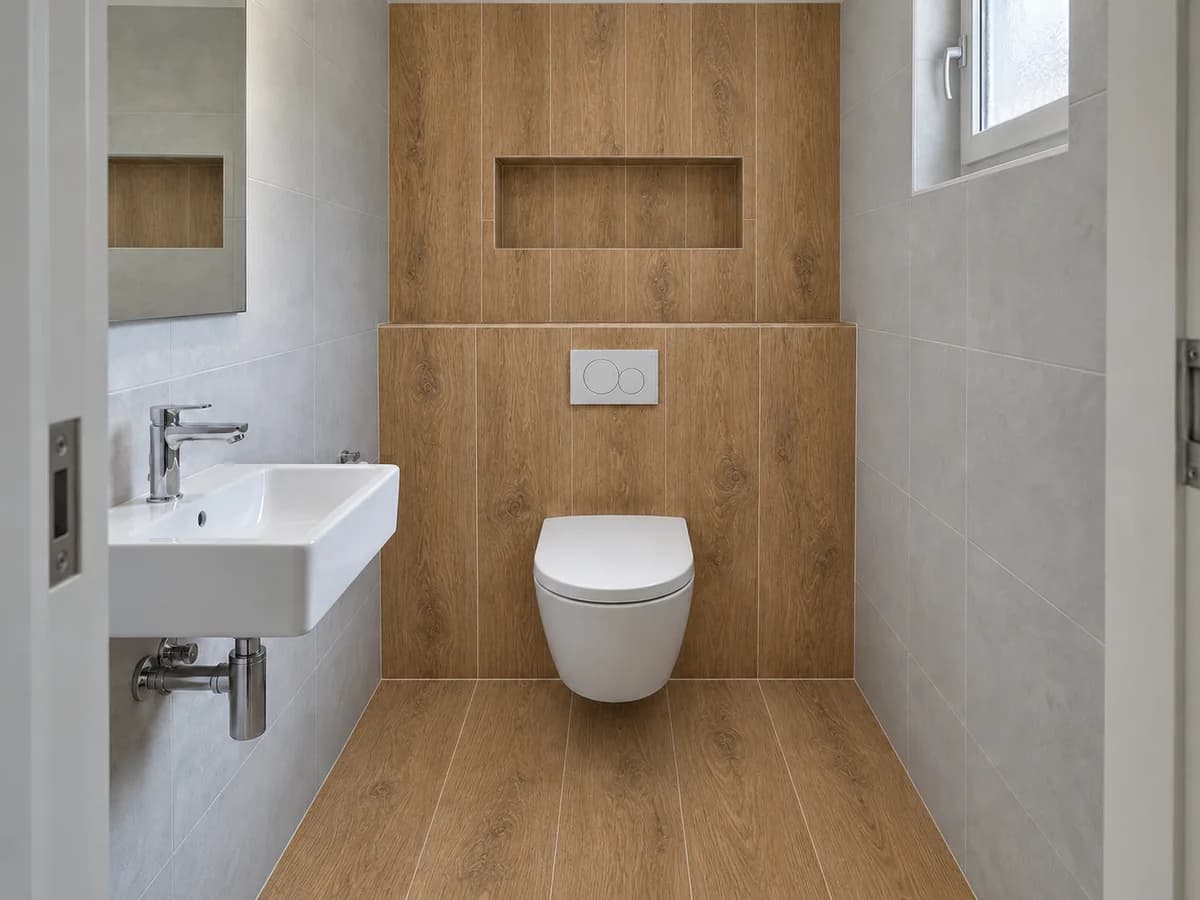 See your material choices in your bathroom: After