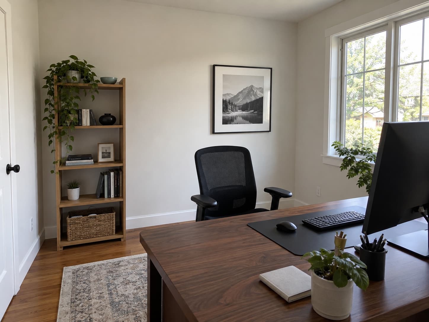 Create a home office background you want on camera: Before