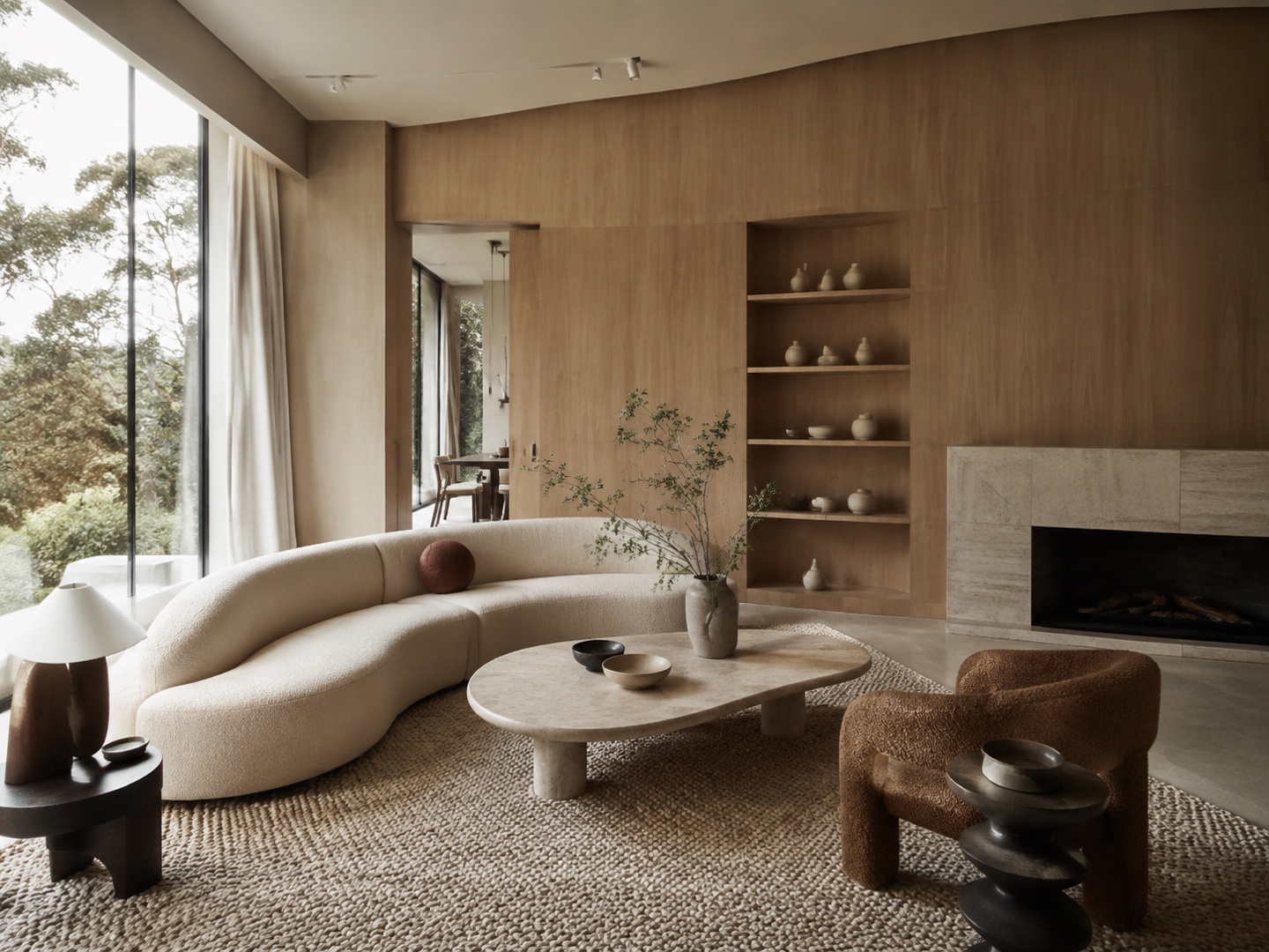 Organic Modern reference for observing furniture shape, texture and arrangement.